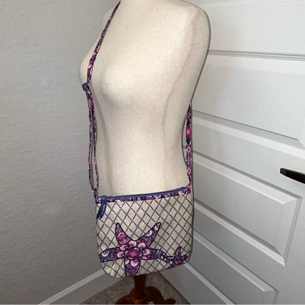 Vera Bradley Magenta Medallion Starfish Embroidered Zipper Closure Crossbody Bag